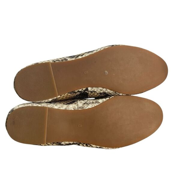 Madewell Cory Snake Embossed Flats Womens 8M Brown Tan Leather Ballet Shoes - Picture 7 of 8